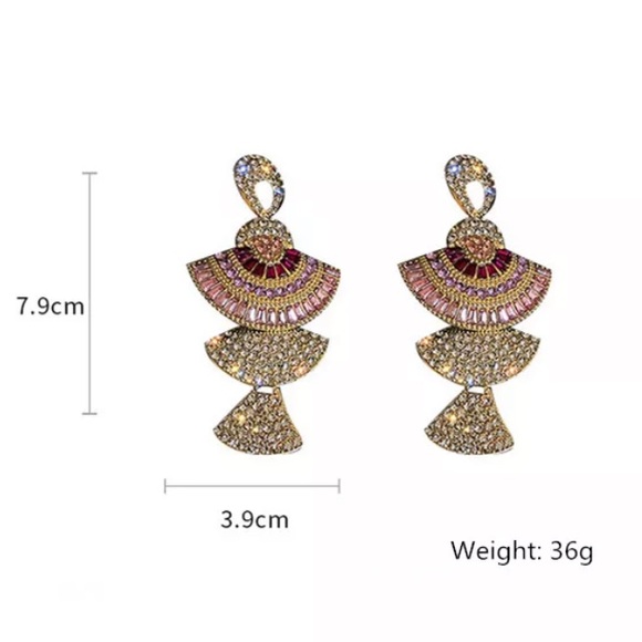 🌟 Pink Long Rhinestone Earrings - Picture 2 of 4